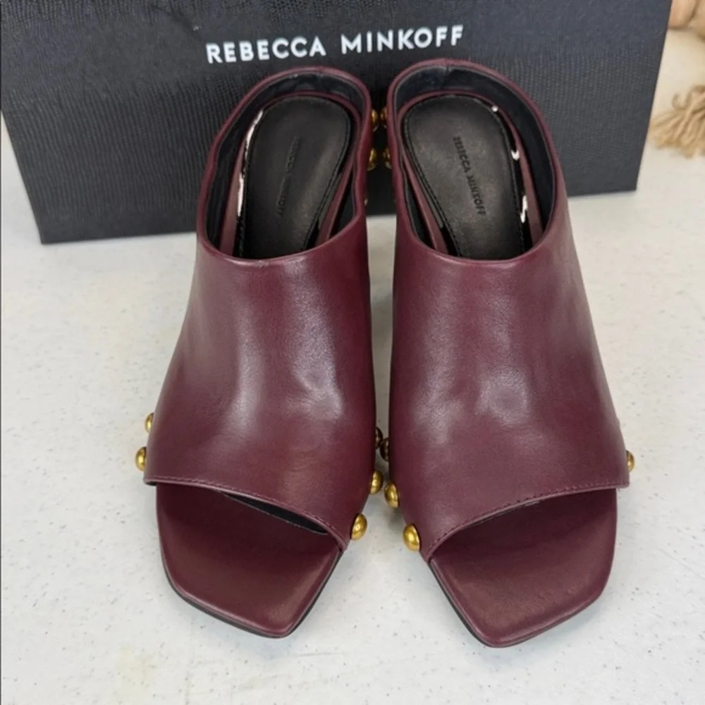 Rebecca Minkoff Milan Studded Mule Color Port/ Burgundy Sz‎ 7.5
